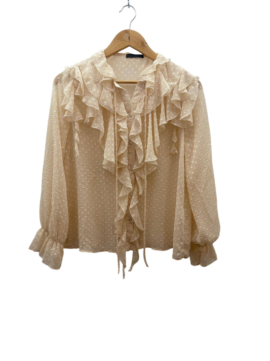 Zara Chiffon Bluse S Beige
