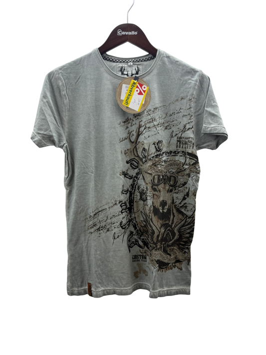 Marjo Trachten Trachten T-Shirt Hirsch mit Brille M Grau