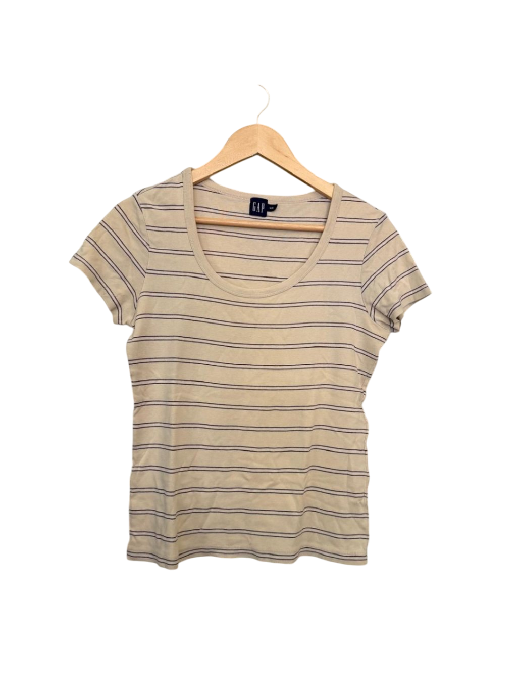 GAP T-Shirt M Beige mit schwarzen Streifen