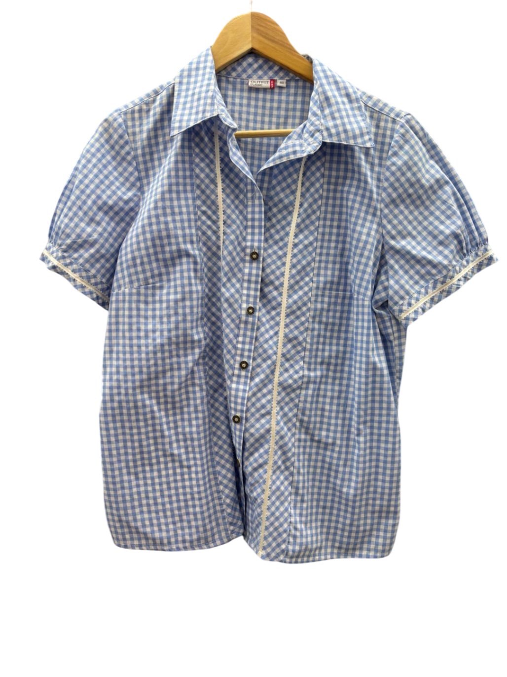 Trachtenbluse L Blau-Weiß