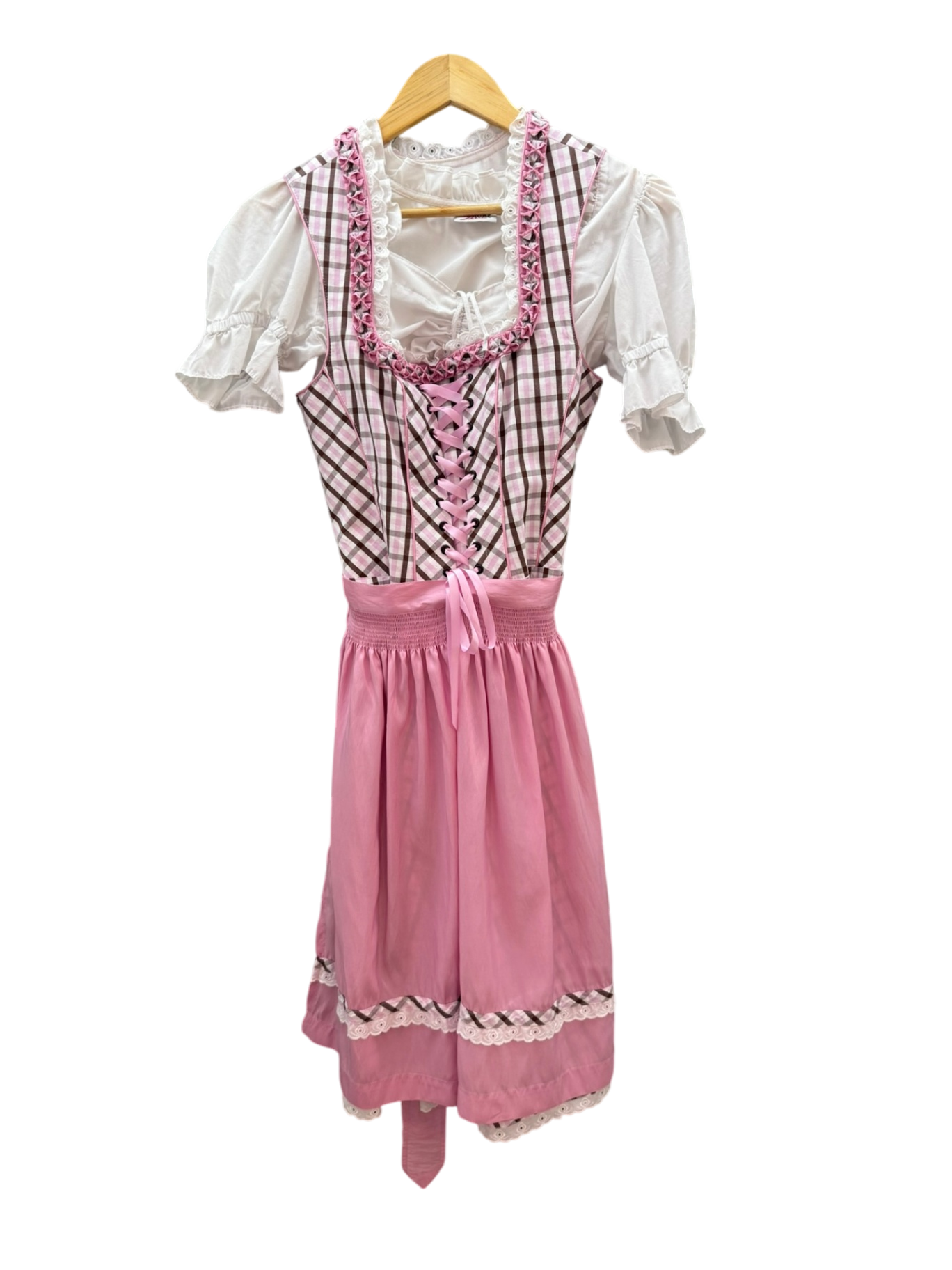 Country Line Dirndl mit Bluse Weiß, Rosa, Braun