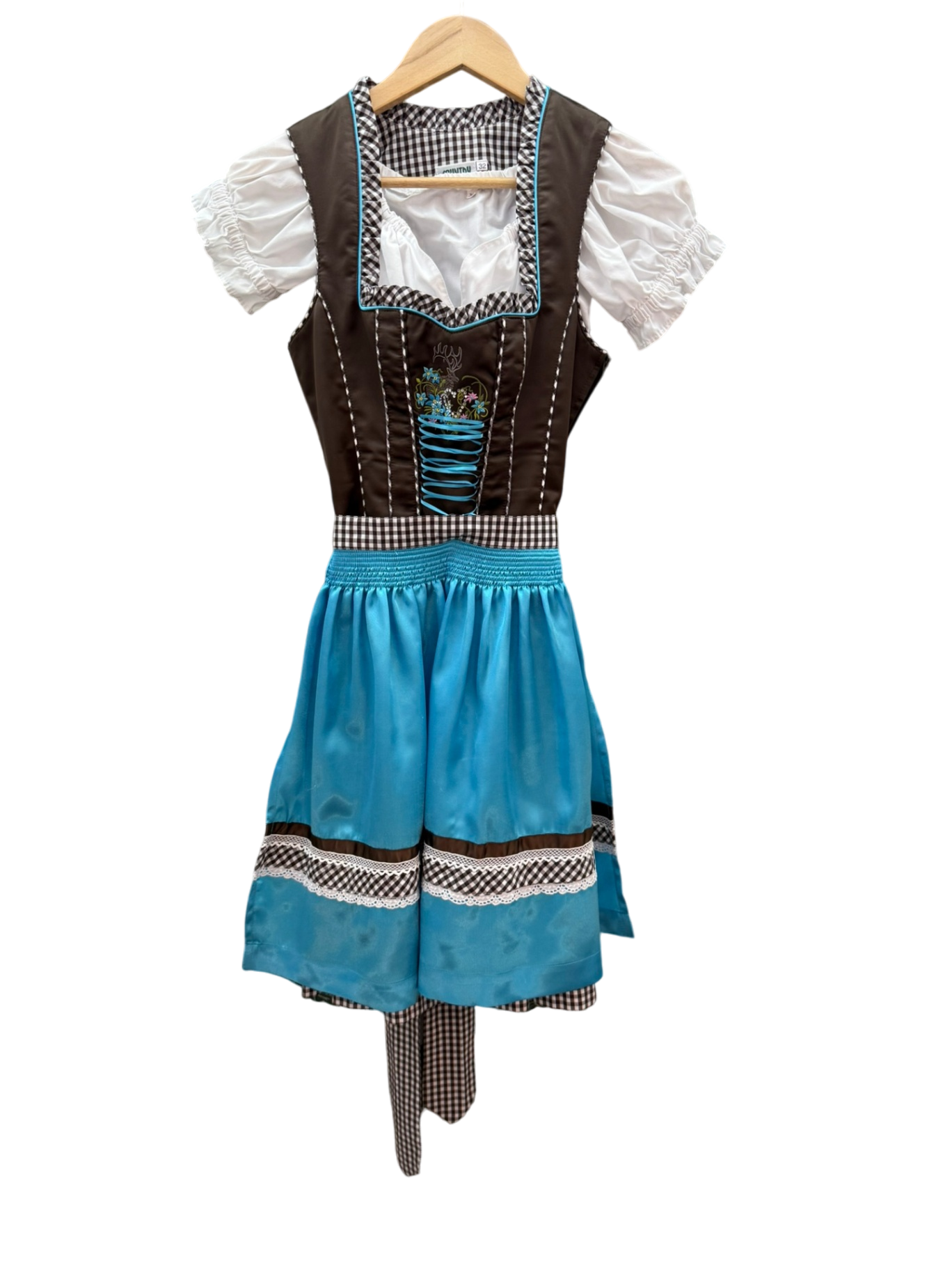 Country Line Dirndl mit Bluse XS-S Blau, Weiß, Schwarz