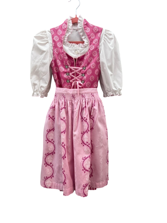 Turi Landhaus Kinderdirndl+Bluse 116 Rosa und Weiß