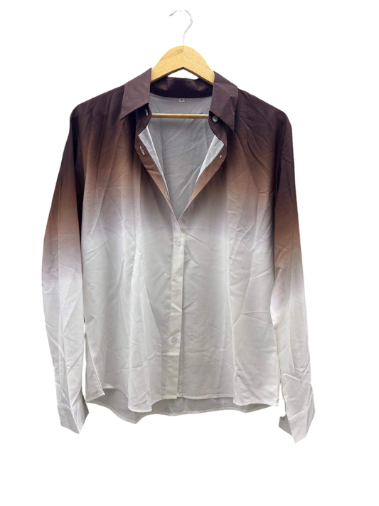 Unbekannt Damen - Bluse XL Braun und Creme