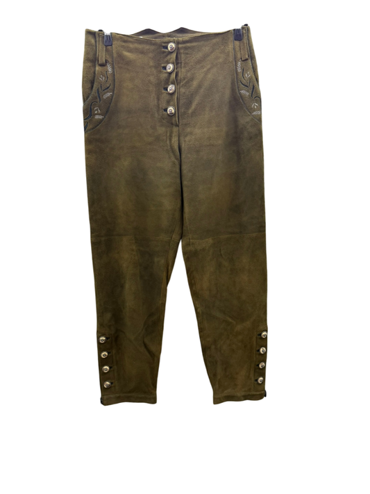 Banjara Damen Lederhose 2XL Braungrün