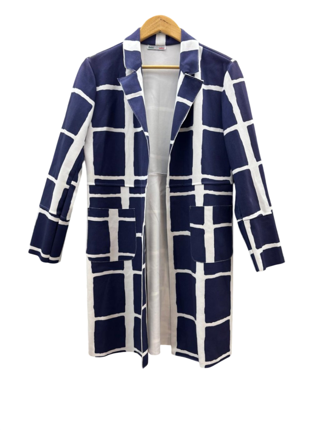 made in Italy Damen - Blazer lang M Blau und Weiß