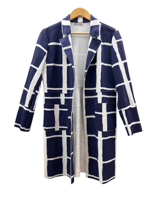 made in Italy Damen - Blazer lang M Blau und Weiß