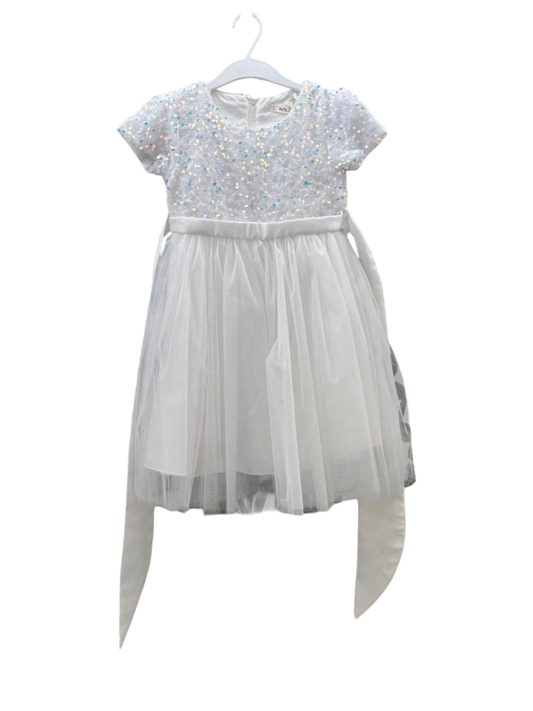 NNJXD Mädchen - Kleid 110 Weiß