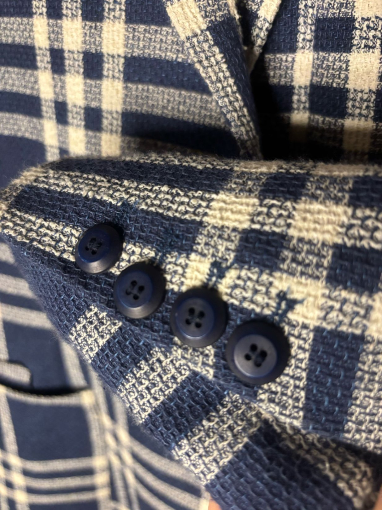 Xagon Man made in italy Sakko 50 Blau mit kariertem Muster