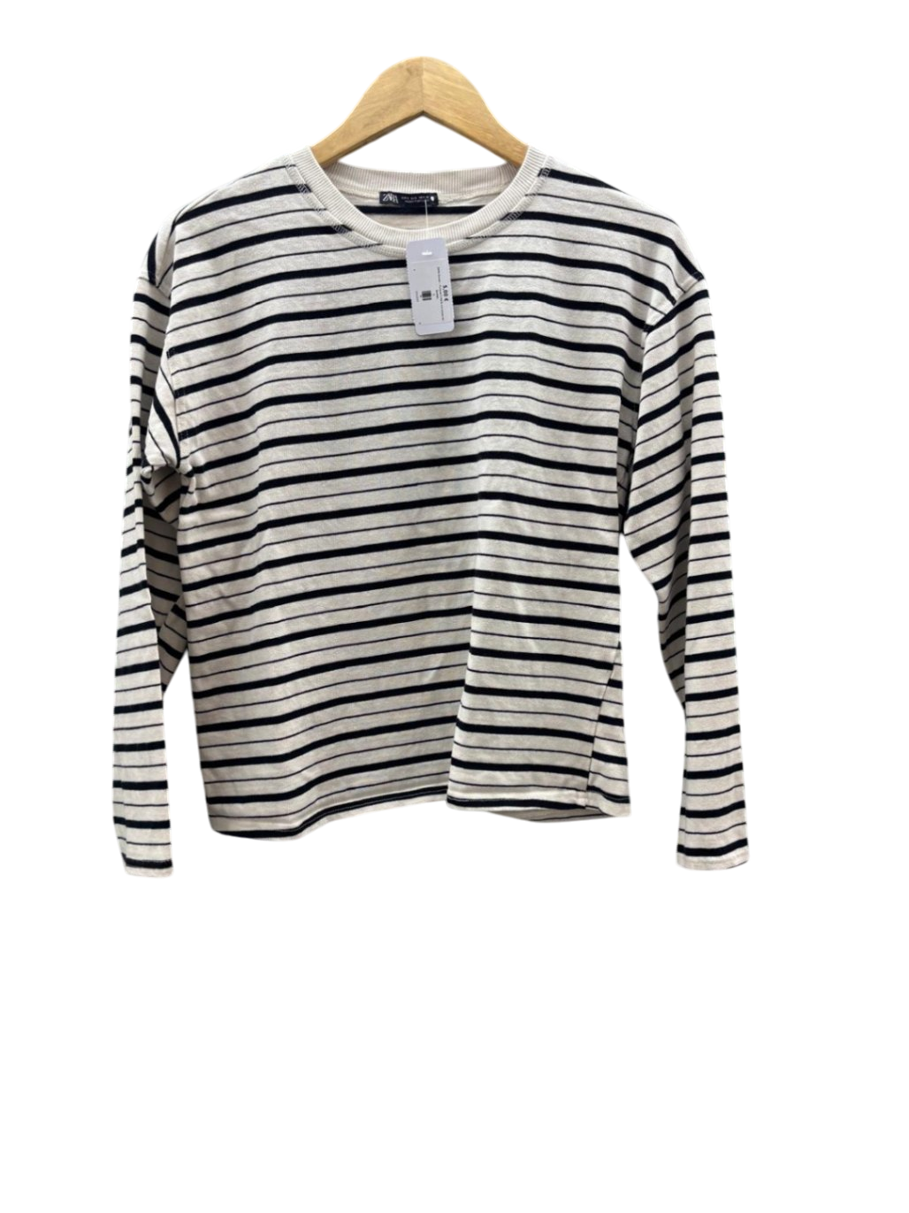 ZARA Damen - Pullover S Weiß mit schwarzen Streifen