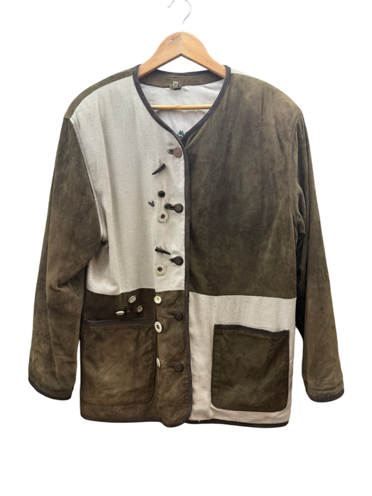 Nockstein Trachten Damen Trachtenjacke M Mehrfarbig (Beige und Olivgrün)