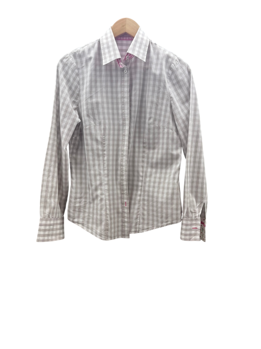 Wallmann Bluse M Weiß und Hellgrau