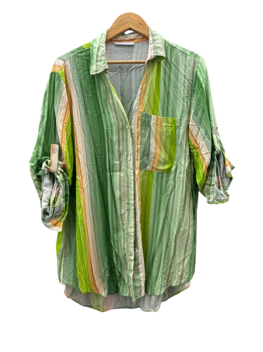 Damen - Bluse XL Grün, Beige, Gelb, Grau, Weiß