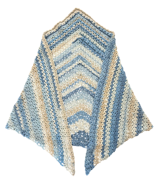 Zuza Handmade gehäkeltes Dreieckstuch Blau und Creme