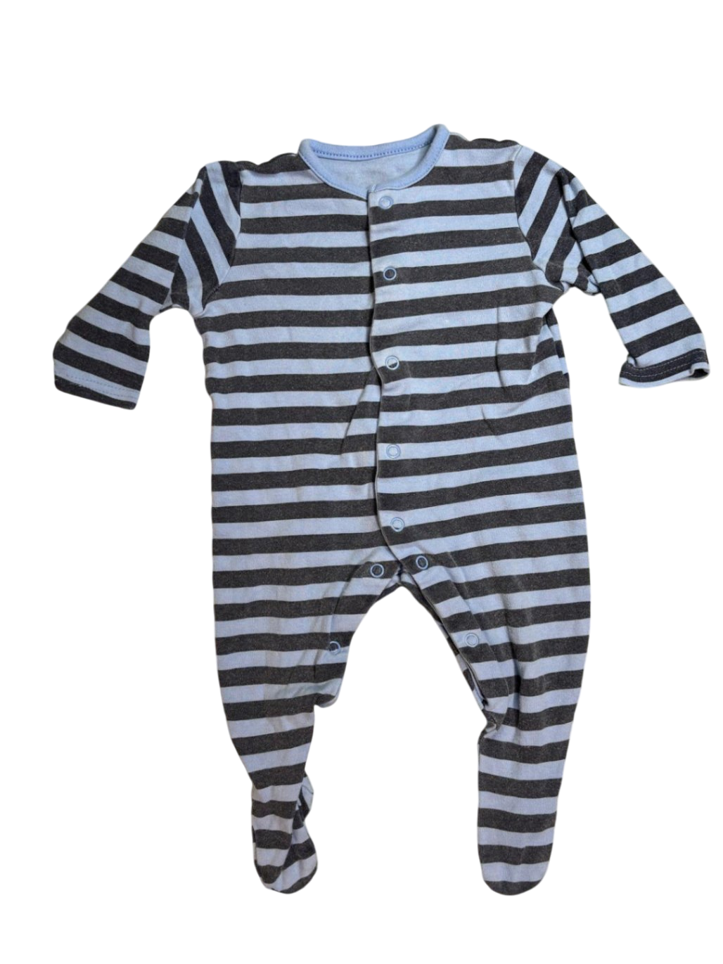 Baby - Schlafanzug 68 Blau und Schwarz gestreift