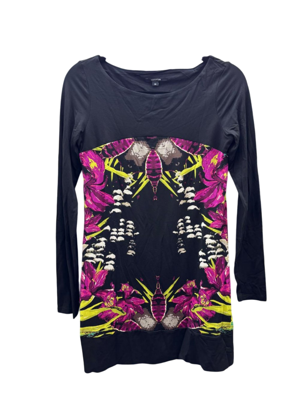 Comma Damen - Kleid S Schwarz, Bunt