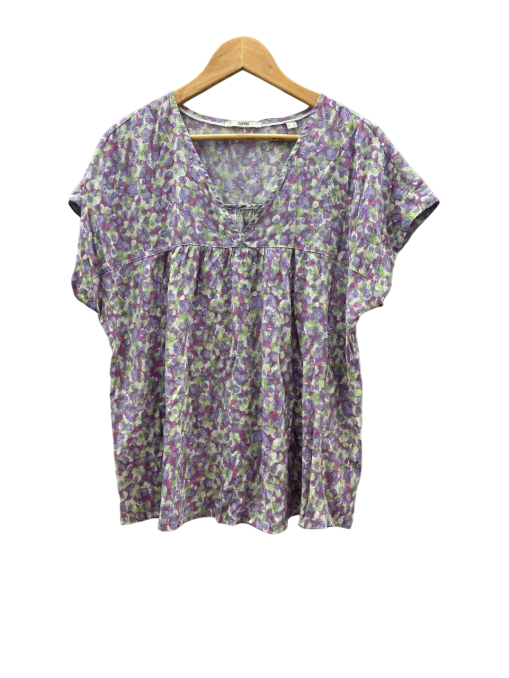 Esprit Bluse L Lila, Grün, Grau