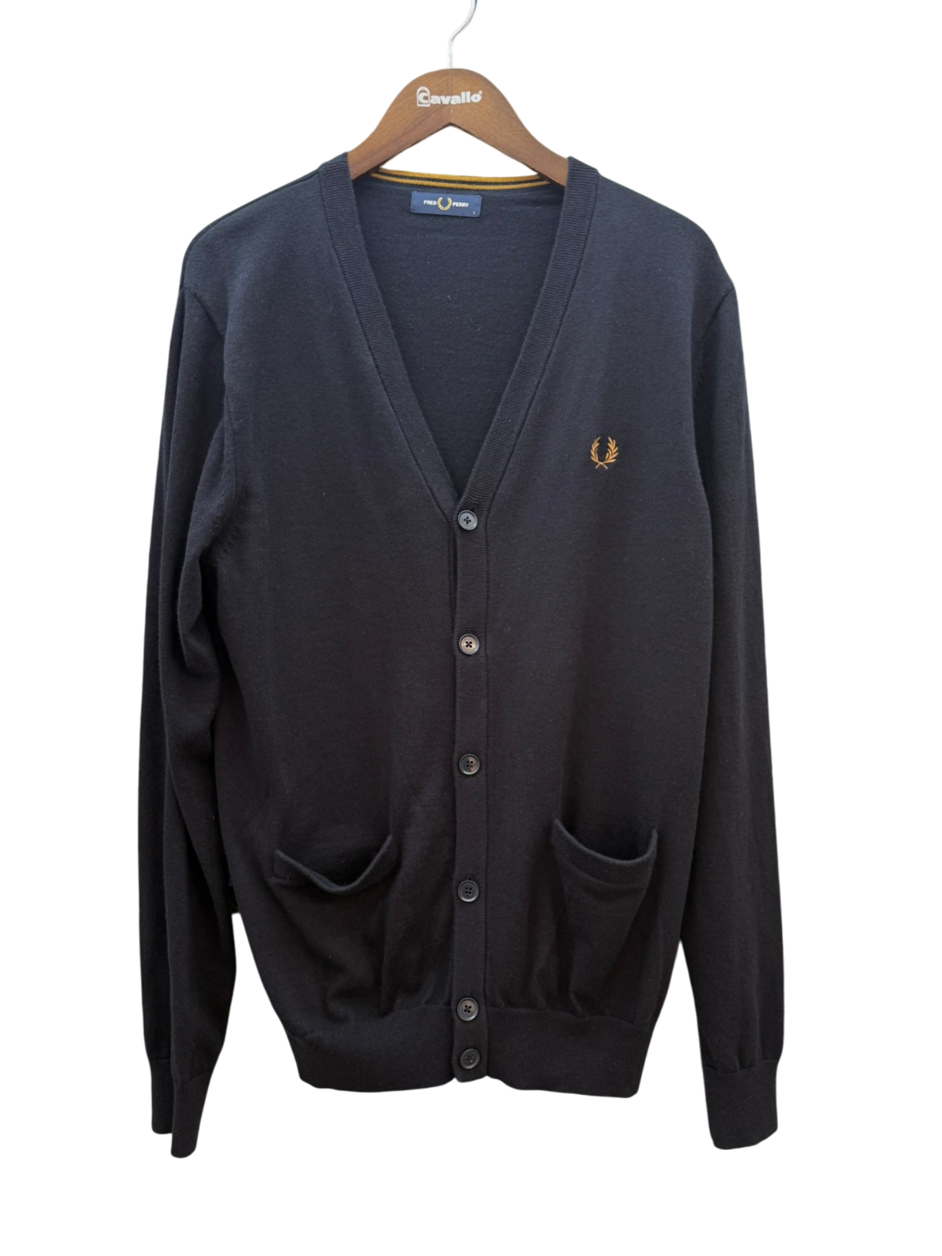 Fred Perry Strickjacke L Schwarz