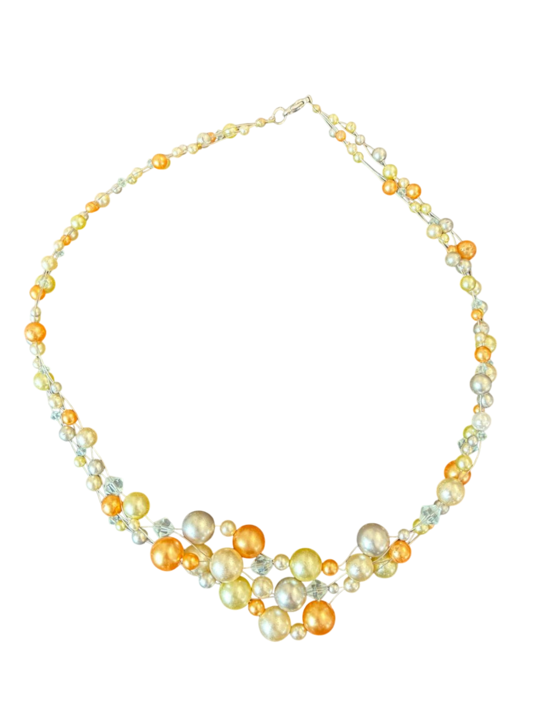 Perlenhalskette one size Bunt (primär in Orange, Weiß, Hellgelb, Hellgrün)