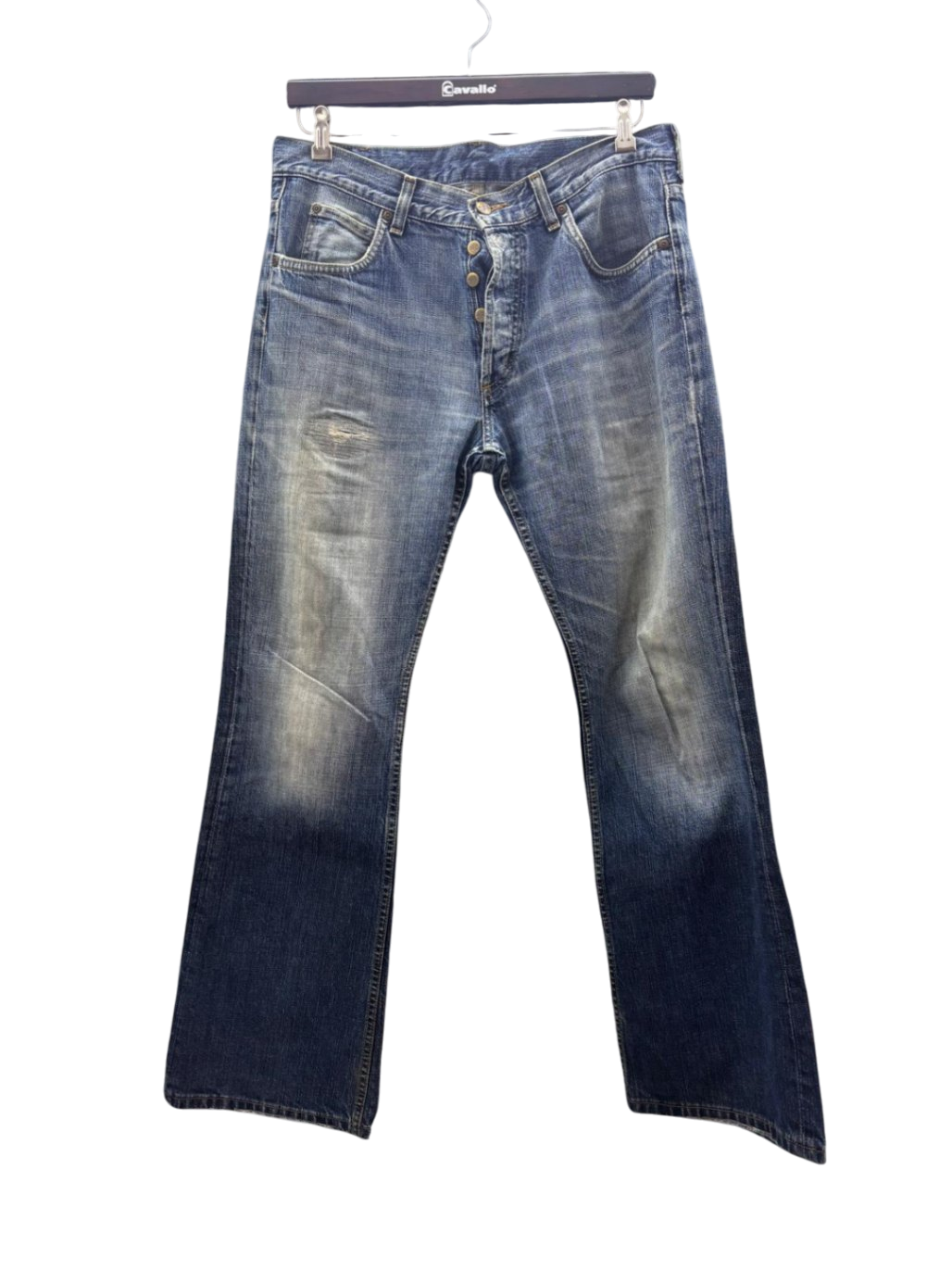 Lee Jeans W43-L32 Blau mit ausgewaschenen Akzenten und leichten Rissen