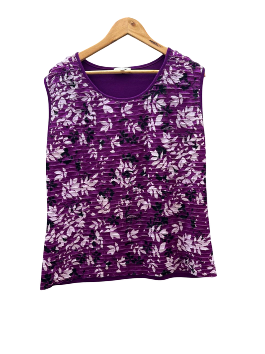 Vögele Top L Violett mit weißem und schwarzem Muster