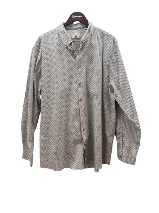 Jean Carriere Hemd Regular Fit 3XL Beige mit schwarzem Muster