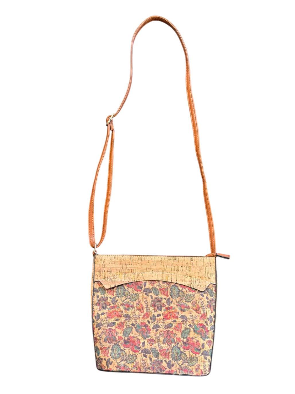 Kork Braun mit floralen Mustern Handtasche