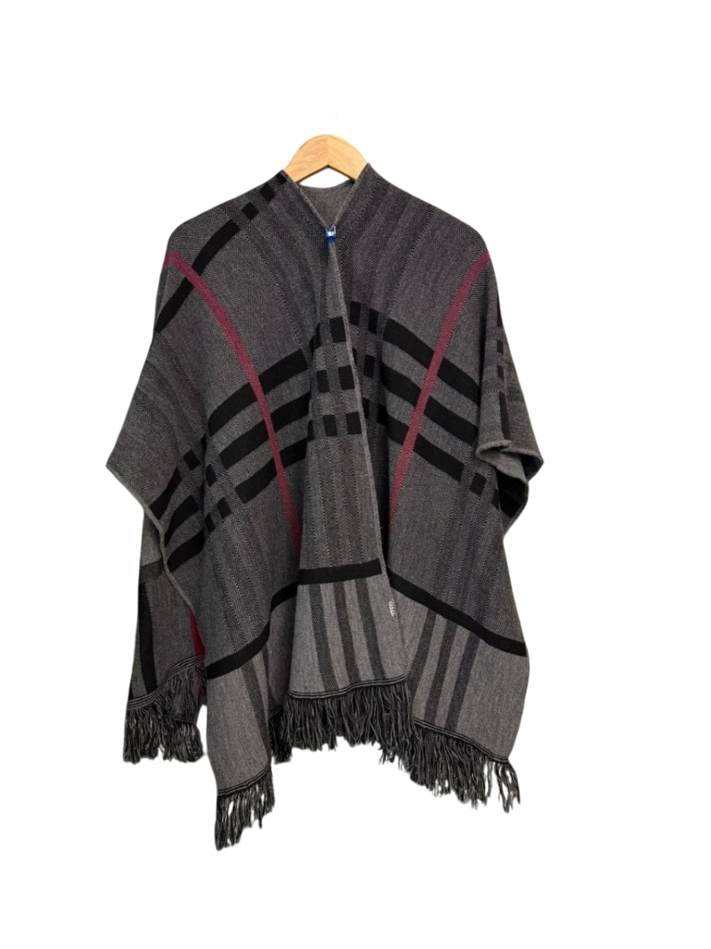 one size Grau mit schwarzen und roten Linien Stola