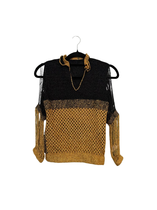 Handmade Strick S Schwarz und Gold