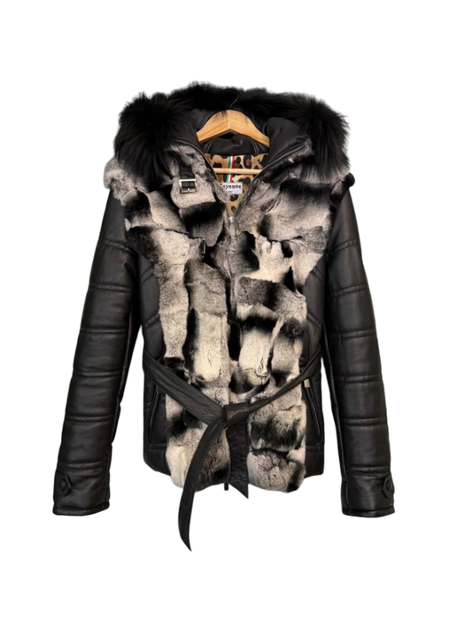 Vera Pelle 100% Leder M-L Schwarz, Grau 100% Lederjacke