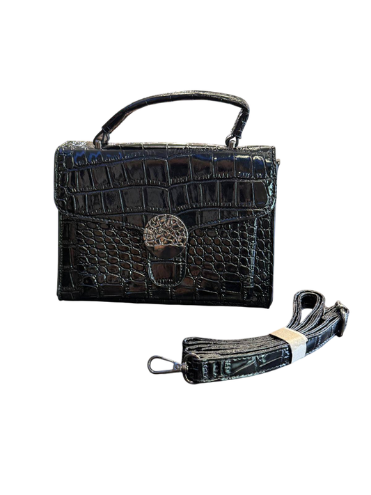 ca. 23 x 18cm Schwarz Lack Handtasche