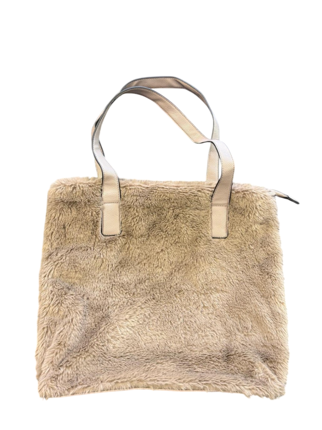 Fellimitat Handtasche ca. 40 x 36cm Beige Handtasche