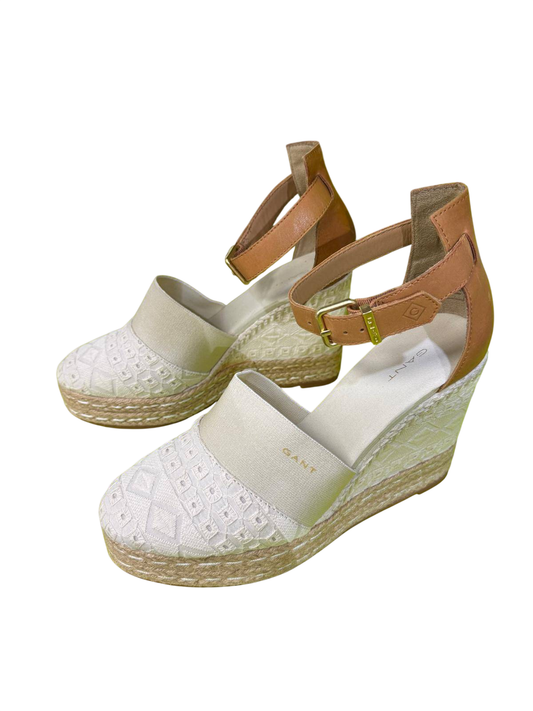 Gant Stoff, Leder, Bast Sandalen 38 Weiß und Hellbraun