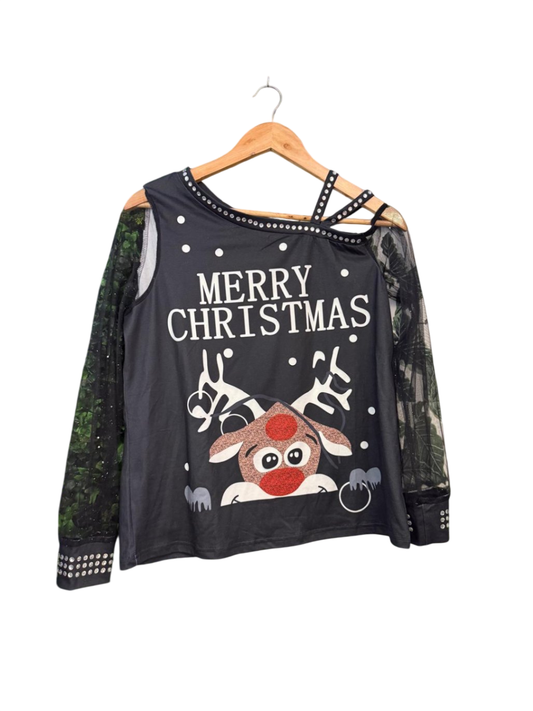 Merry Christmas M Schwarz mit bunten Akzenten