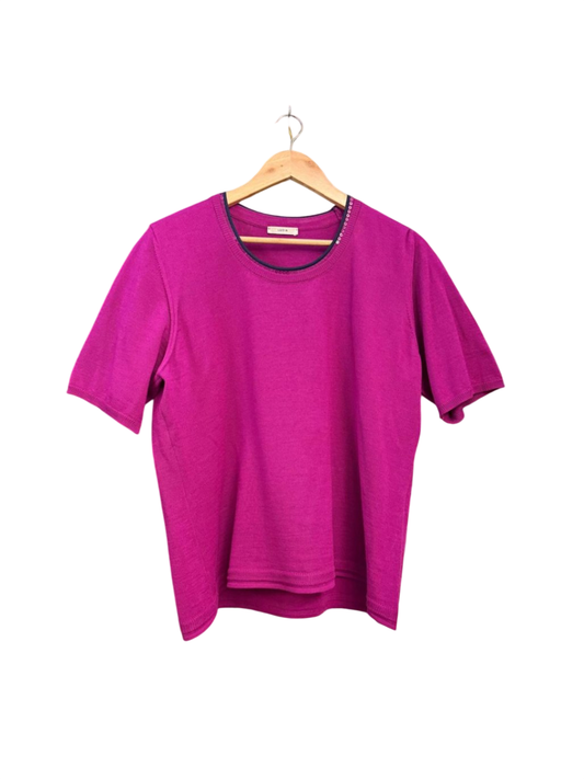 Strick T-Shirt 2XL-3XL Magenta