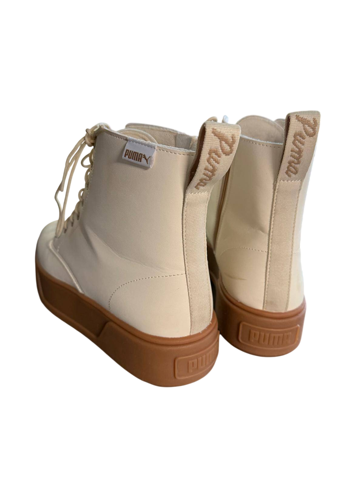 Puma Karmen Stiefel gefüttert mit Reißverschluss 40,5 Beige und Cremeweiß