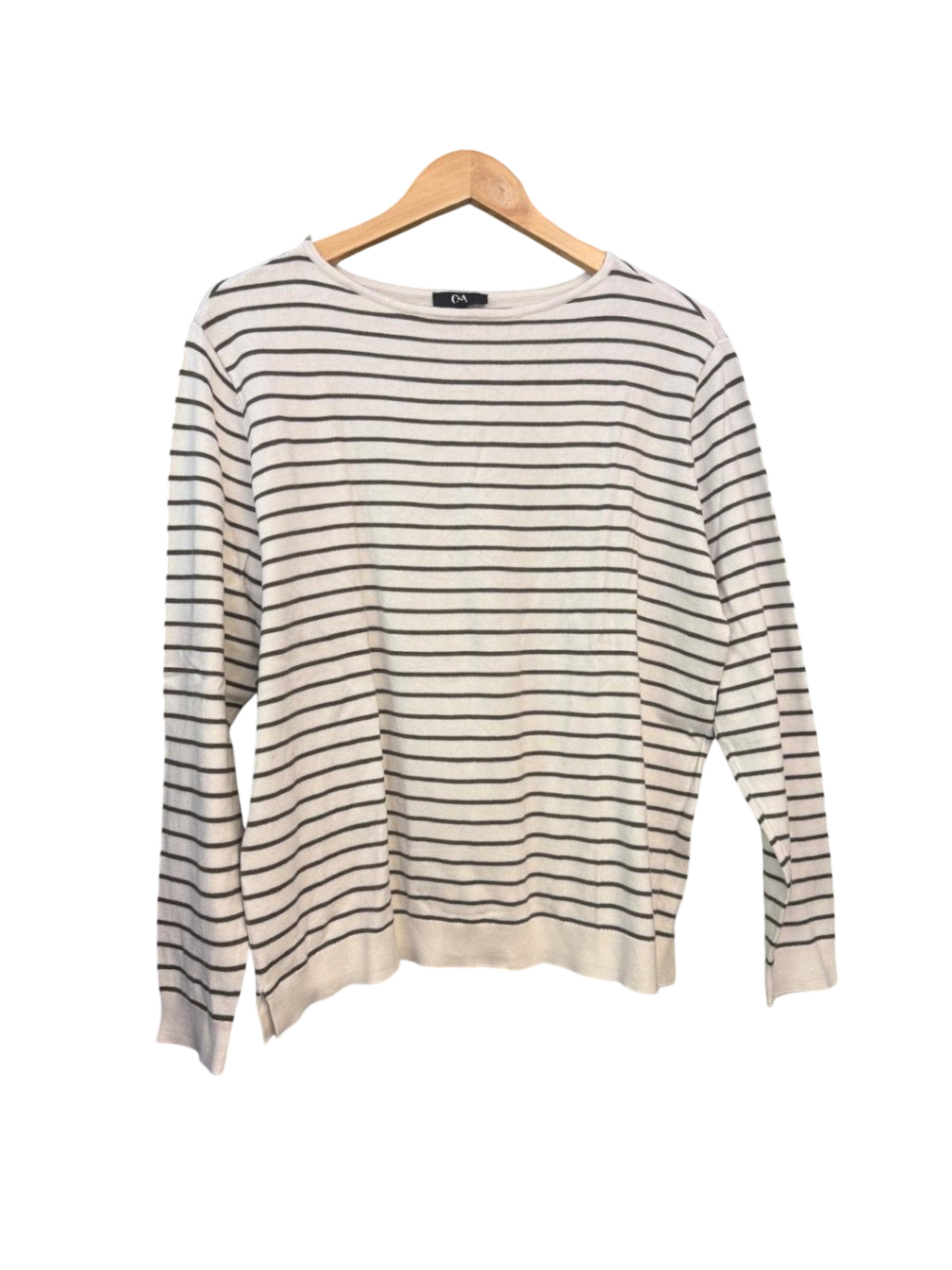 C&A Pullover L Beige mit schwarzen Streifen