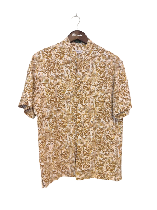 Vittorio Hemd kurzarm L Beige mit goldbraunem Muster