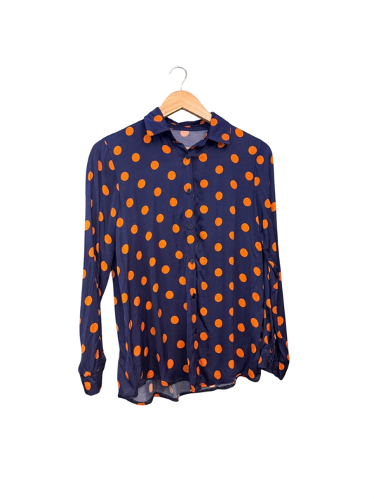 Bluse M Blau mit orange Punkten