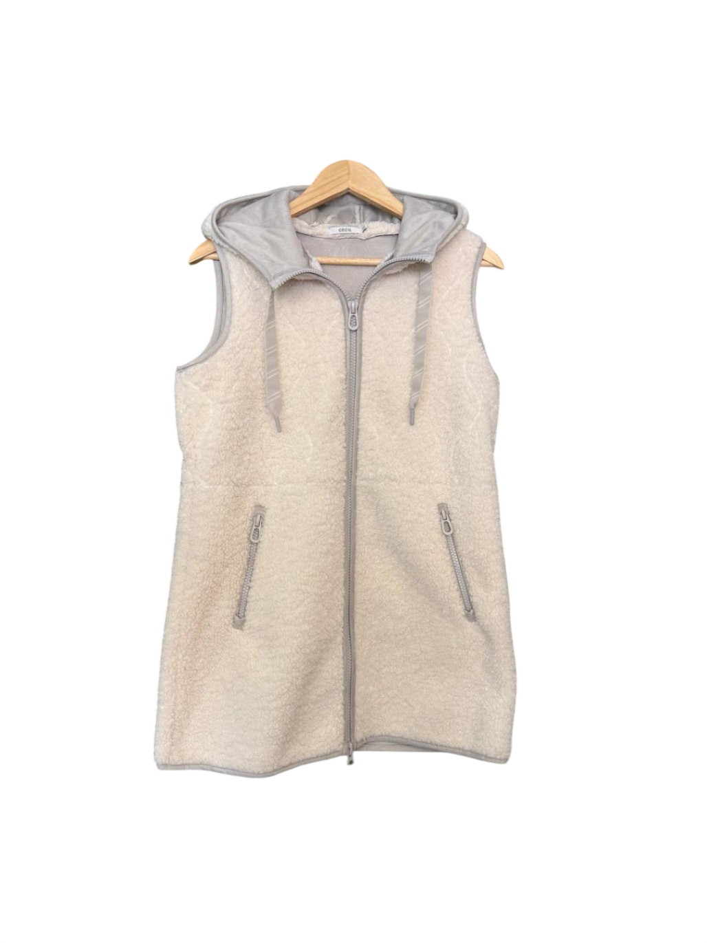 CECIL Teddy Weste mit Kapuze XS Beige