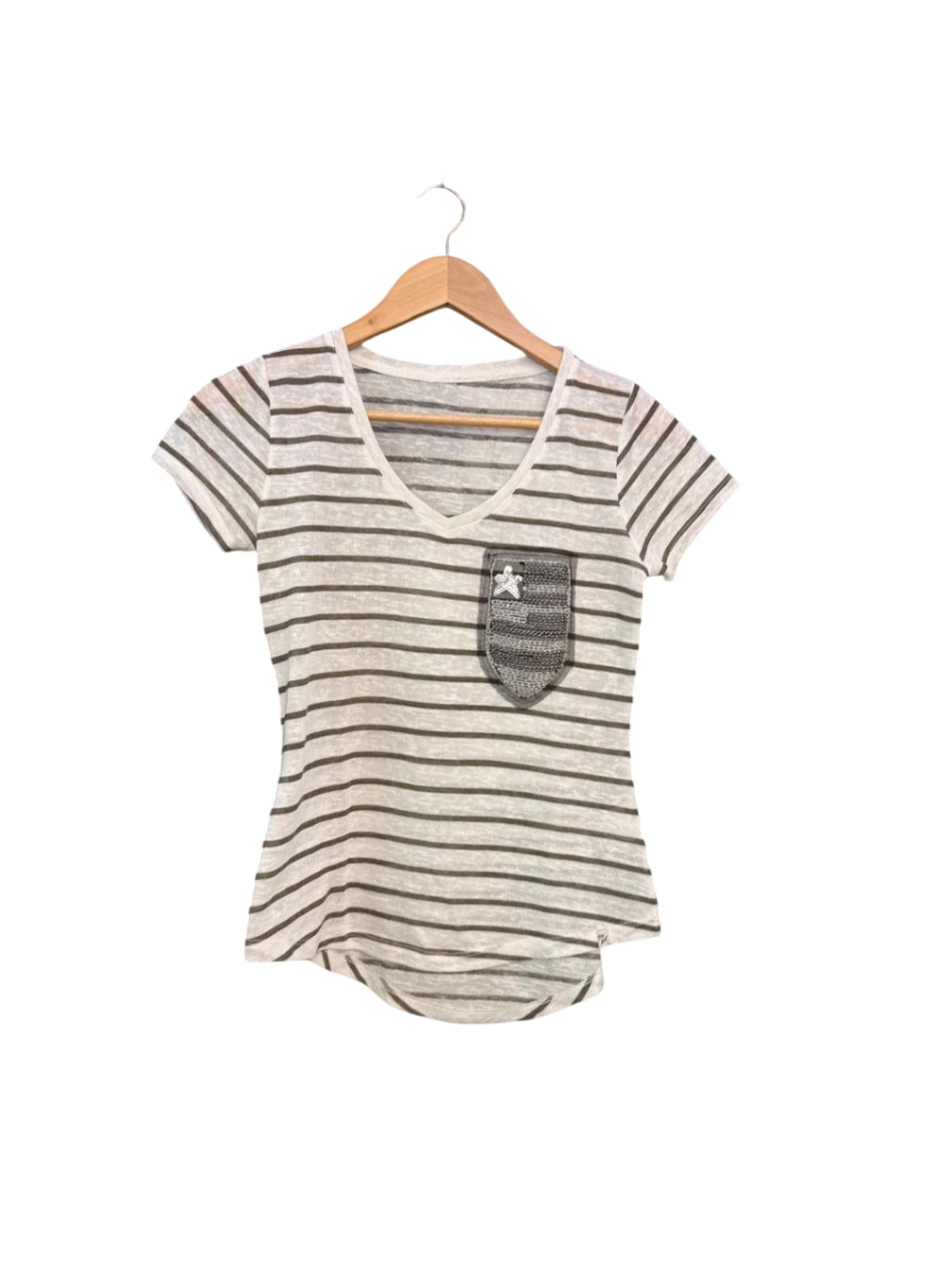 Key Largo T-Shirt S Weiß mit braunen Streifen