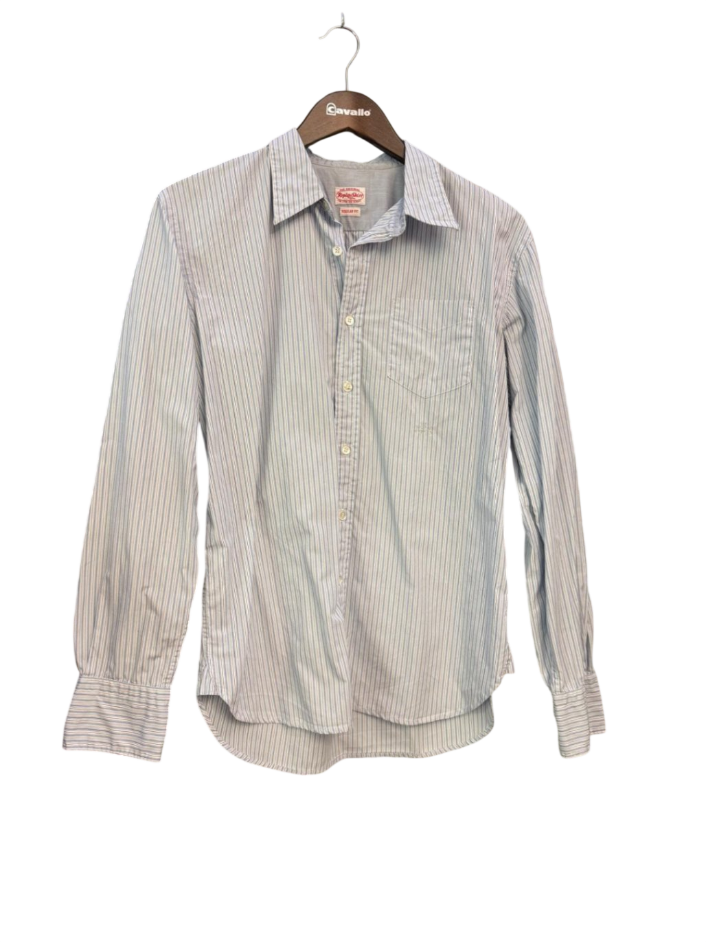 Replay Hemd Regular Fit M Weiß mit dünnen blauen Streifen