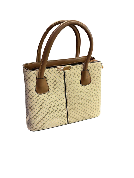 Handtasche ca. 23 x 28cm Beige mit braunen Akzenten