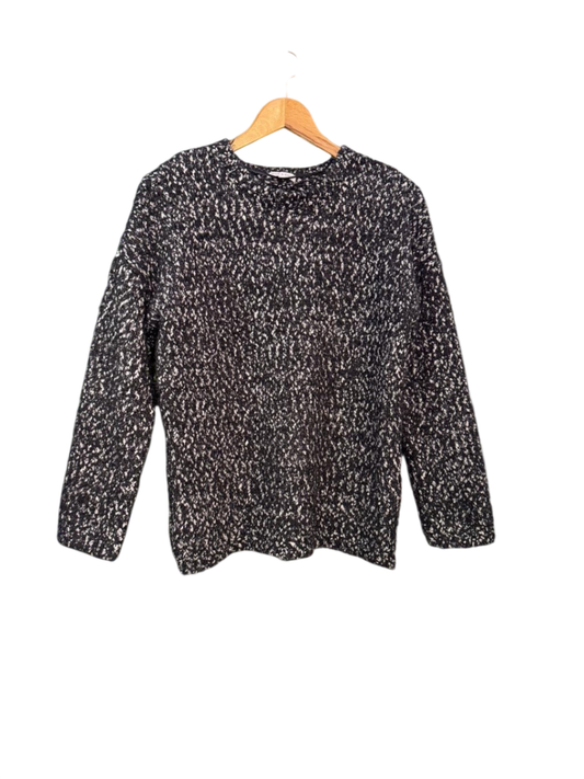 nice & chic Pullover L Schwarz mit weißem Muster