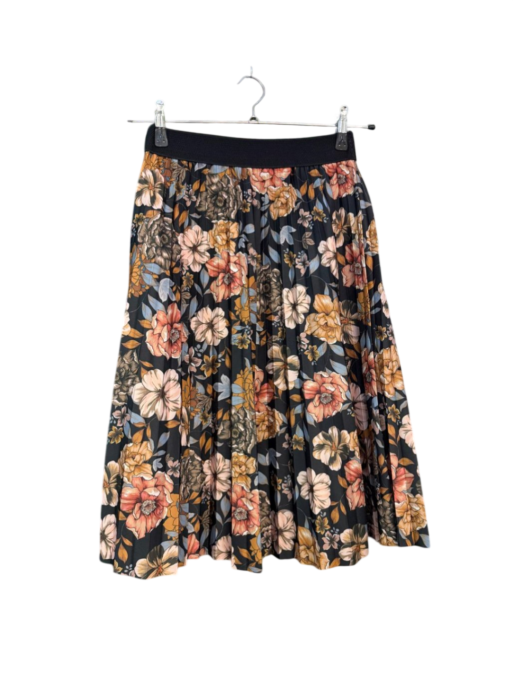 New Collection Rock M Dunkelblau mit Blumenmuster