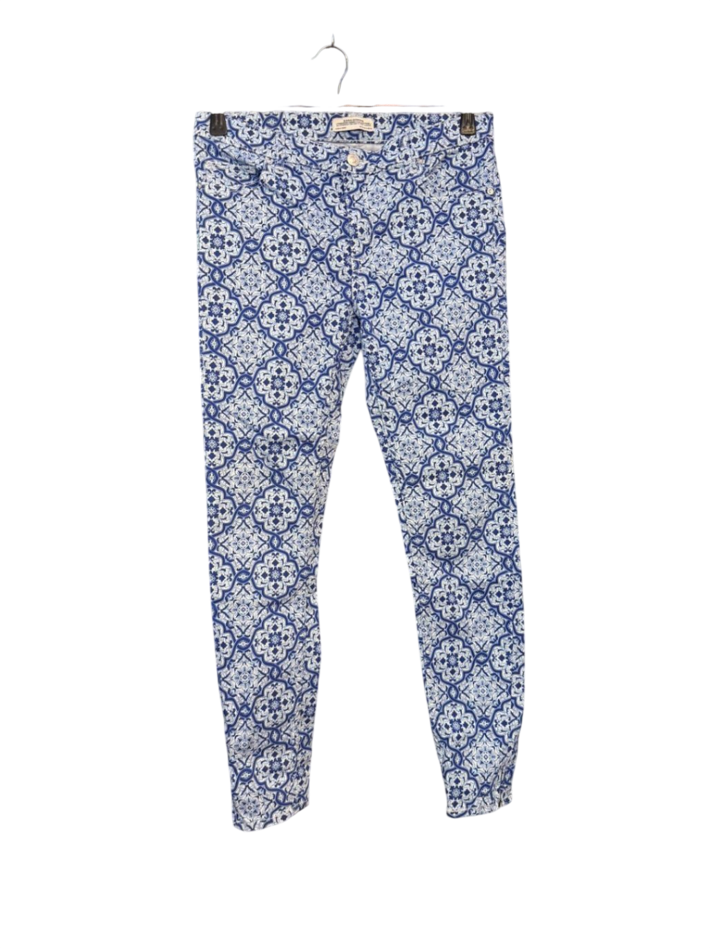 ZARA Stretchhose S Blau und Weiß