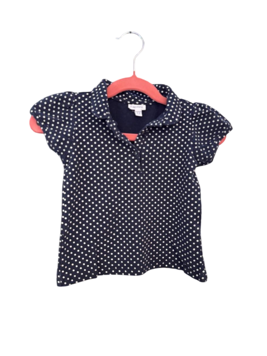 T-Shirt 92 Marineblau mit weißen Punkten und pinkfarbenen Details