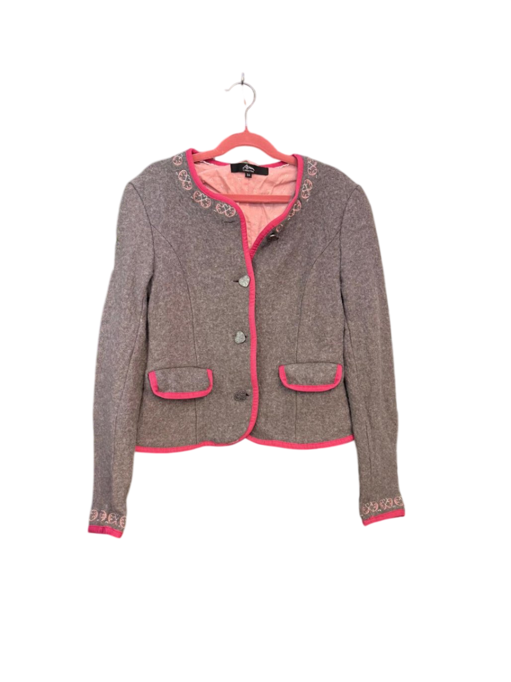 Trachtenjacke XS-S Grau mit pinken Akzenten