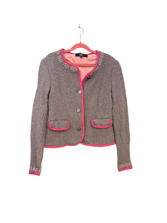 Trachtenjacke XS-S Grau mit pinken Akzenten