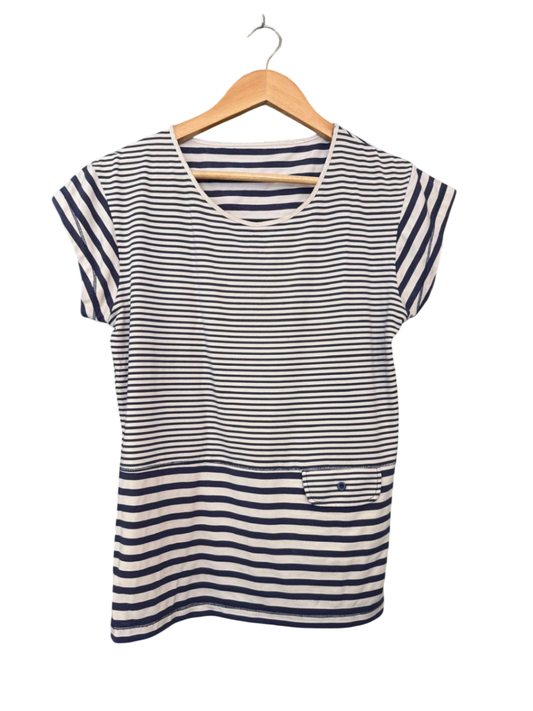 T-Shirt M Weiß und Dunkelblau gestreift